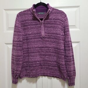 Woolrich women's grape Heather pullover sweater qtr zip size Large‎ Vintage